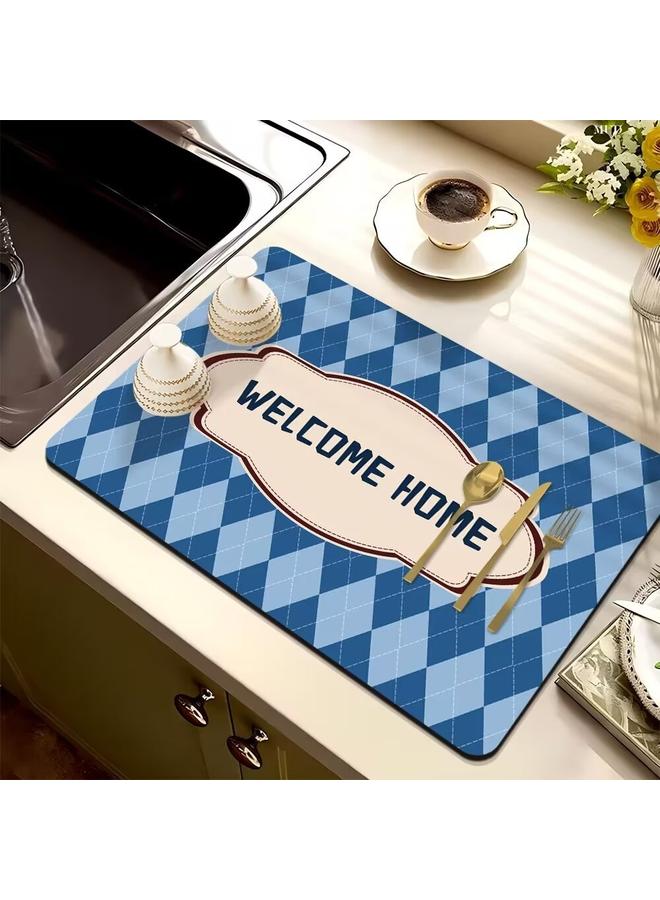 Bluejw Cross-border Checkerboard Kitchen Drain Mat Water Absorbent Quick-drying Tableware Mat Bar Counter Heat Insulation Mat Coffee Machine Drain Mat In Stock  - Image 2