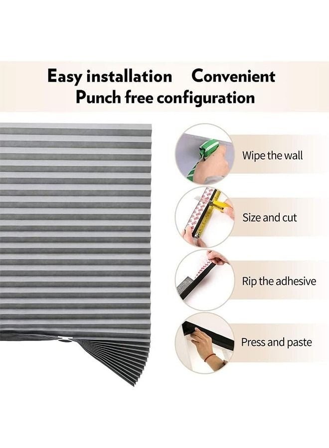 Arabest Pleated Window Shades, Blackout Pleated Paper Shade Light Filtering Non-woven Blinds Window, Easy to Install for Bedroom, Bathroom, Living Room, Kitchen (Grey, 90 X 150 cm) - Image 3