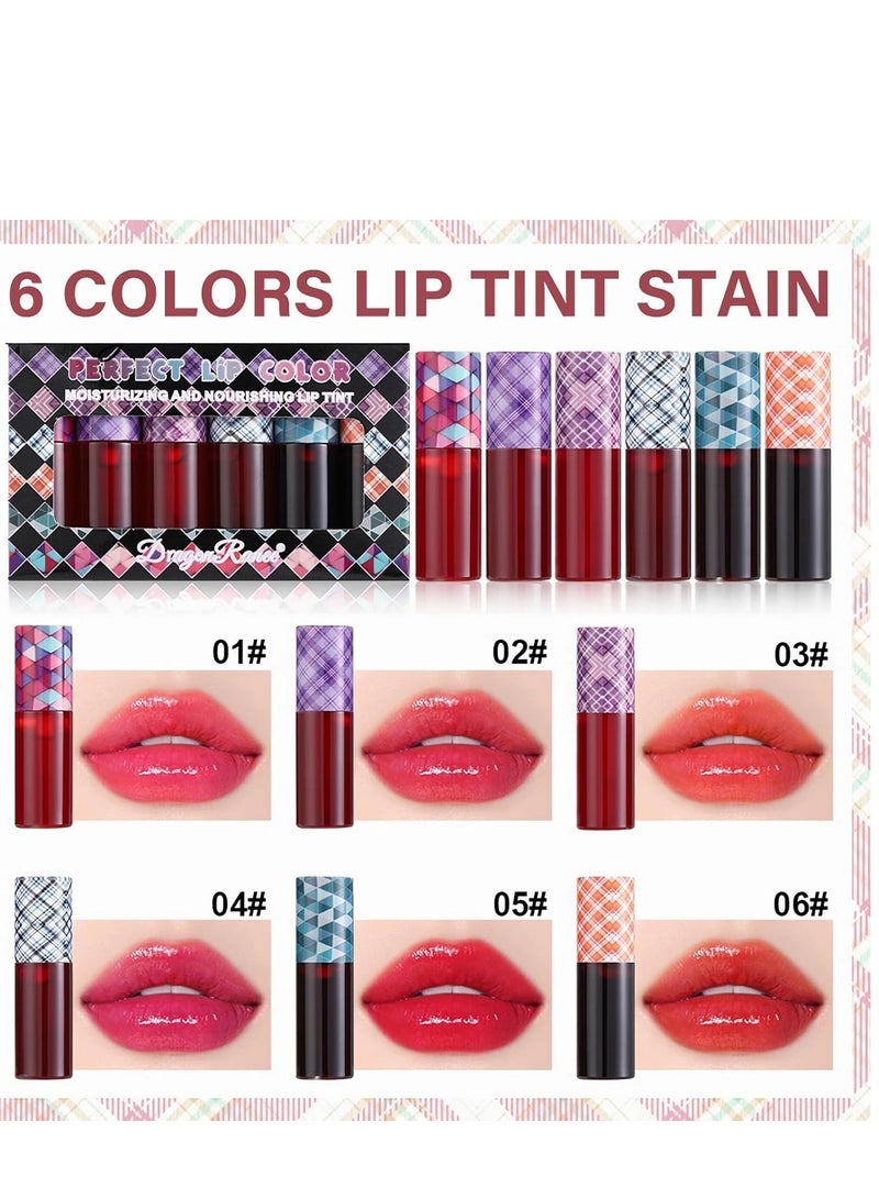 SYOSI 6 Colors Lip Tint Stain Set 24 Hours Long Lasting Red Liquid Lipstick Velvet Tint, Moisturizing Plump Gloss Multi-use Cheek Tint, Lightweight Non-Sticky Longwear Makeup - Image 5