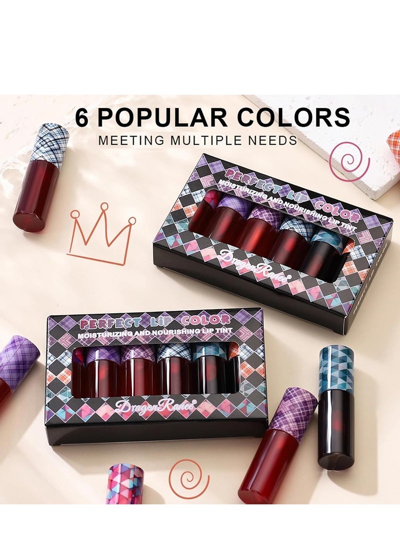 SYOSI 6 Colors Lip Tint Stain Set 24 Hours Long Lasting Red Liquid Lipstick Velvet Tint, Moisturizing Plump Gloss Multi-use Cheek Tint, Lightweight Non-Sticky Longwear Makeup - Image 4