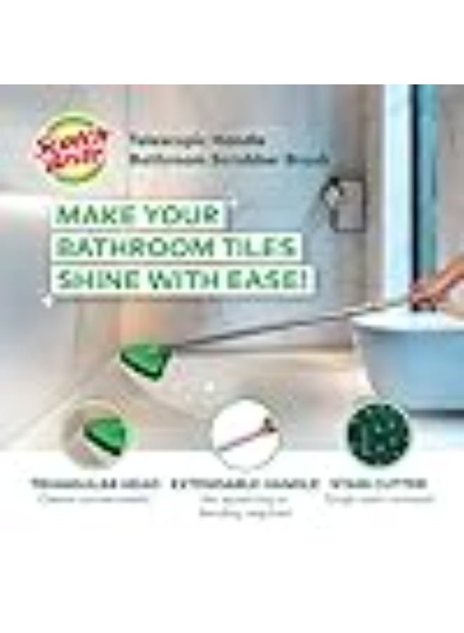 سكوتش برايت Scotch-Brite Height Adjustable Handle Bathroom Tile Scrubber Brush- Cleans Tiles, Hard to Reach Corners, Floors Without Bending, Tough Stain Removal, 180° Rotating Triangular Head for Easy Cleaning - Image 5