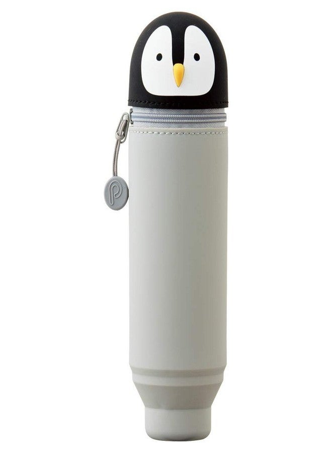 LIHIT LAB حافظة أقلام سيليكونية قائمة من LIHITLAB PuniLabo - حامل أقلام (2.4 بوصة × 7.8 بوصة) (Penguin - A-7712-10)F - Image 1