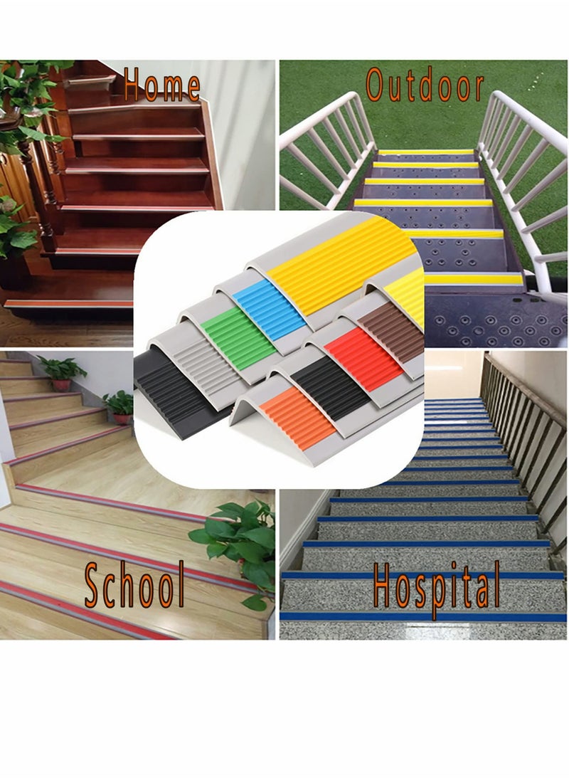 SYOSI - Stair Leading Edge Protector, Waterproof Anti-Slip Rubber Step Adhesive Decorative Protection Strip for Home School Nursing Indoor and Outdoor Steps(Black) - Image 1