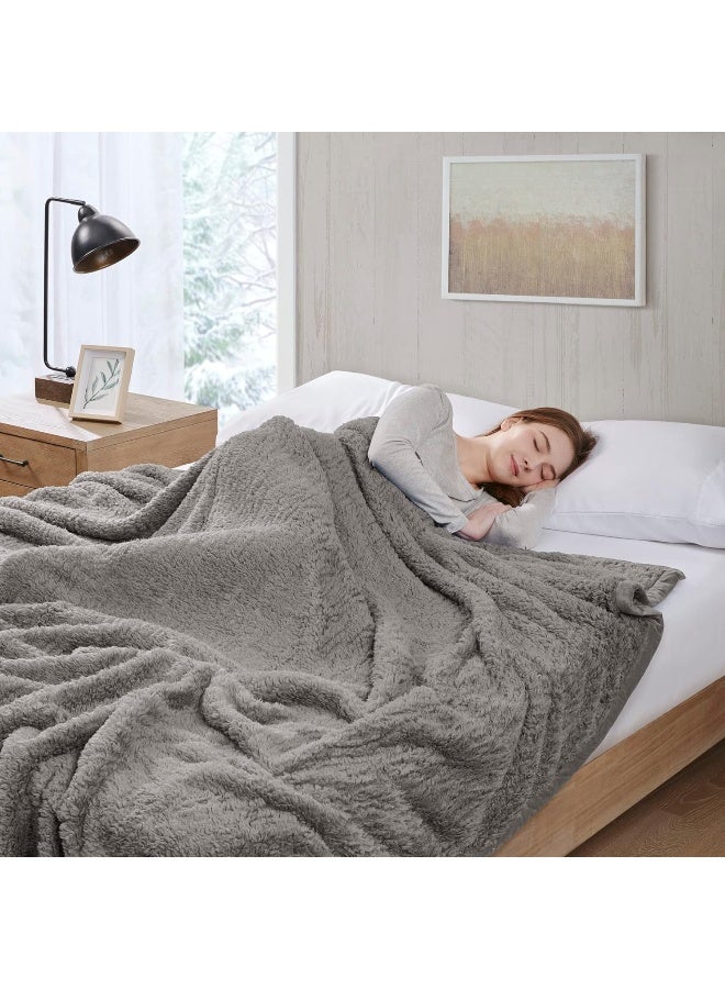 Woolrich Burlington Berber Blanket Super Soft Cozy Lightweight Cover with Luxrurious Velvet Binding Modern Trendy All Season Bedspread BeddingSet King 108x90 Grey - Image 4