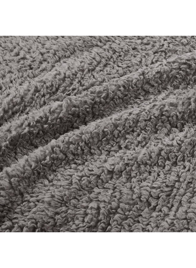 Woolrich Burlington Berber Blanket Super Soft Cozy Lightweight Cover with Luxrurious Velvet Binding Modern Trendy All Season Bedspread BeddingSet King 108x90 Grey - Image 5