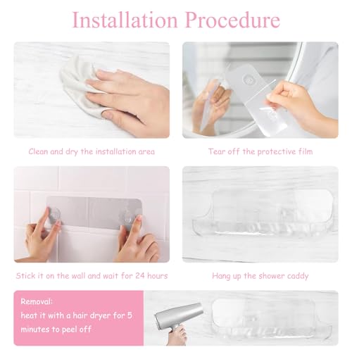NovaHF Acrylic Wall Mounted Transparent Shelf, Non Drilled Wall Adhesive Bathroom Shelf with Self-Adhesive Tape, Suitable for Bathroom, Kitchen, Living Room - Image 5
