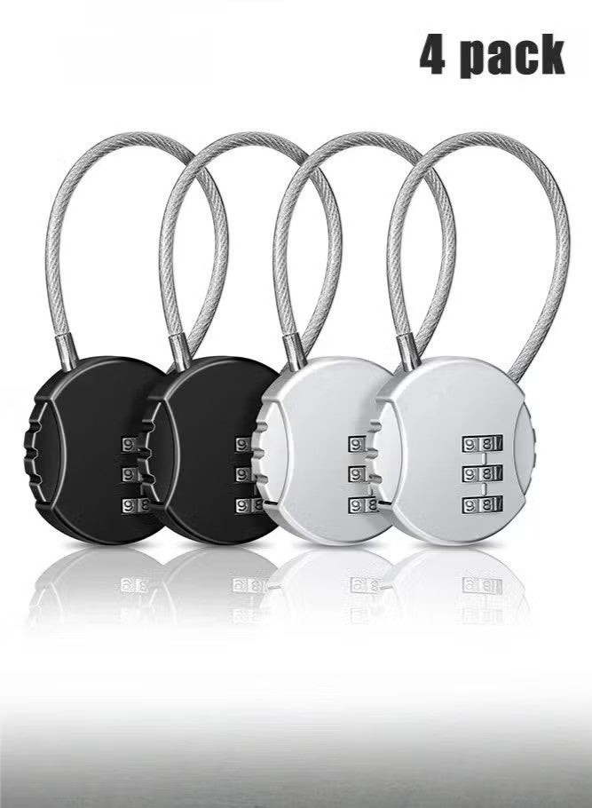 JIMATOR 4 Pieces 3 Digit Combo Number Locks, Combination Locks, Luggage Lock Waterproof Travel Padlocks for School Gate Fence Cabinet Toolbox Suitcase Gym, Hasp Storage (Black, Silver ) - Image 1