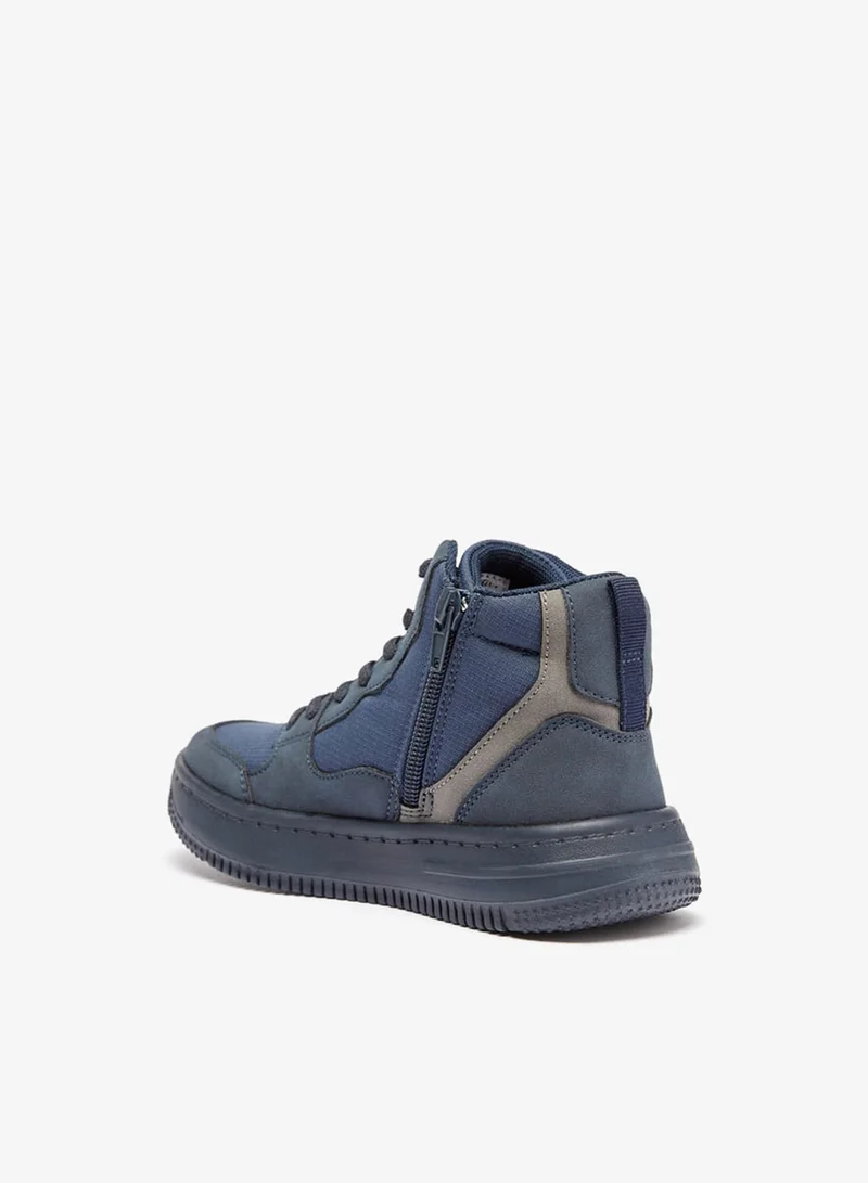 Mister Duchini Boys Panelled High Top Sneakers with Zip Closure