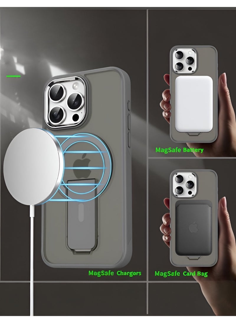 RITY Magnetic Multi-Function Case for iPhone 15 Pro 6.1", Matte Translucent Slim Back Cover with Hidden Kickstand, MagSafe Compatible, Shockproof and Elegant Protection - Image 2