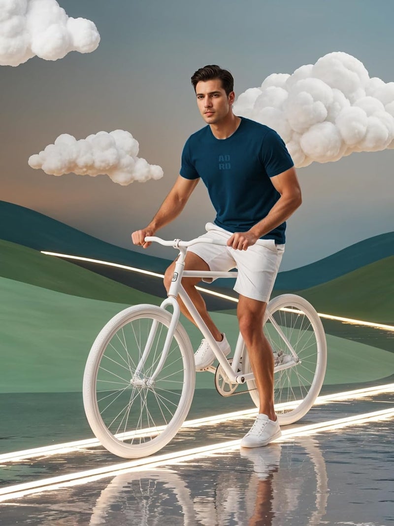 ADRO Men’s Regular Fit T-Shirt - Minimal Text Design in Teal | 180 GSM Cotton Lycra Half Sleeve Round Neck Logo Tee - Image 5