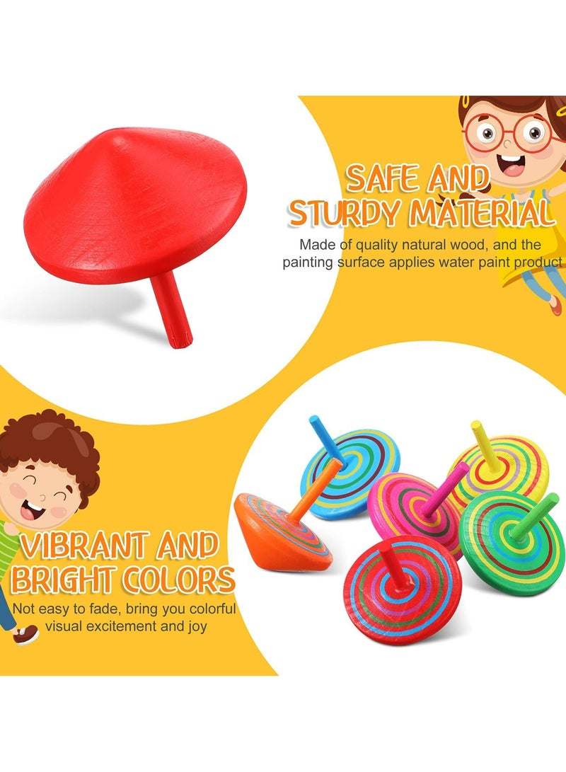 CMGTYYD Colorful Wooden Spinning Tops, Mini Handmade Flip Wood Gyroscopes Tops, Assorted Color Painted Novelty Tops for Toddlers, Party, Family Games, Kids -20pcs Random Color - Image 3