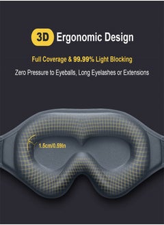 KASTWAVE Eye Mask Sleeping Mask for Women Men, 3D Contoured Sleeping Mask for Light Blocking, Comfortable Adjustable Protector Sleep Mask for Travel Yoga with 2 Box Earplug  - Image 3
