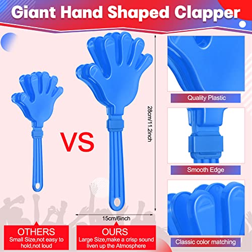 Woanger 4 Pieces Jumbo Hand Clappers 11 Inch Noise Makers Party Favors Giant Large Hand Clappers Noise Makers for Sporting Events Cheers Ball Dance Basketball Football Noisemakers Blue - Image 5