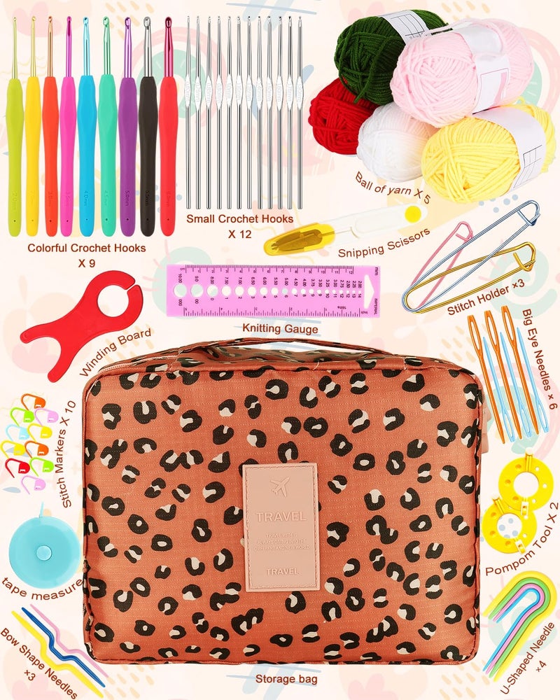 Coopay Crochet Kit Beginners Crochet Hook Set with Crochet Yarn,58PCS Portable Crochet Set Ergonomic Crochet Hooks Travel Knitting Crochet Supplies - Image 2
