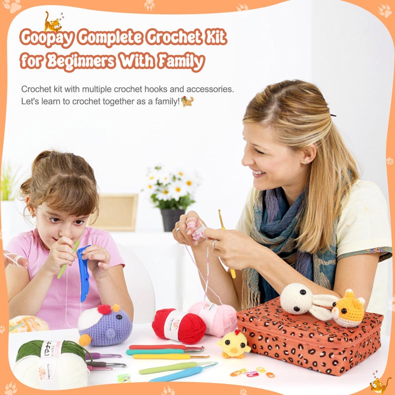 Coopay Crochet Kit Beginners Crochet Hook Set with Crochet Yarn,58PCS Portable Crochet Set Ergonomic Crochet Hooks Travel Knitting Crochet Supplies - Image 5