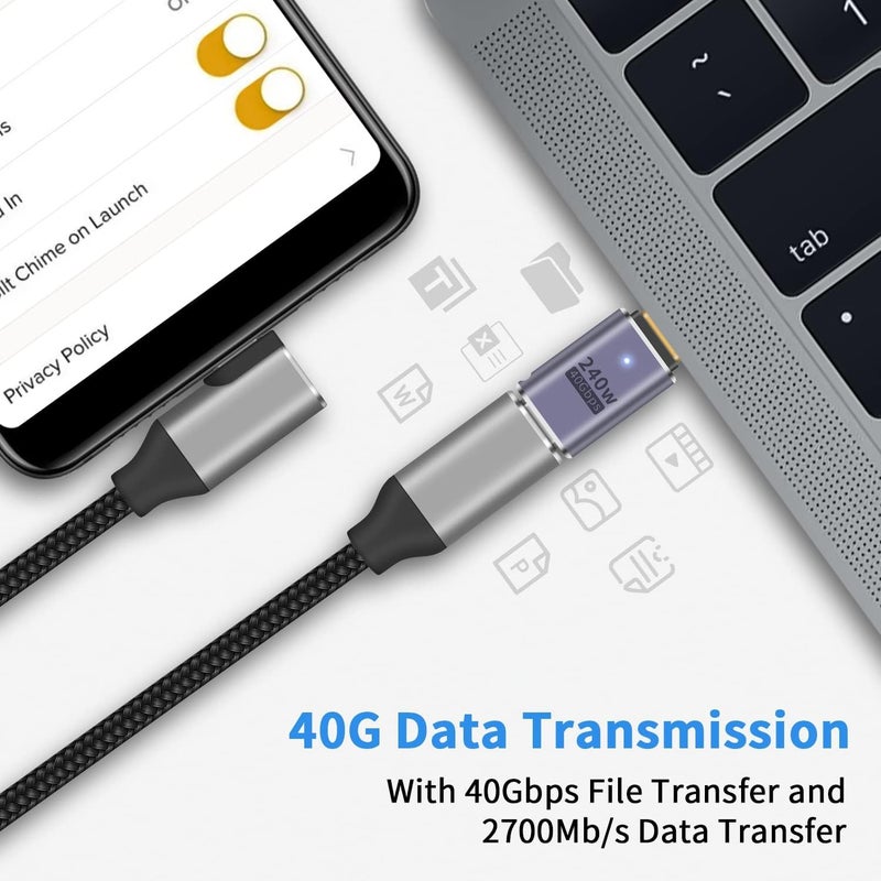 Microware موسع USB نوع C، محول تمديد ذكر إلى أنثى 240 واط 40 جيجابت في الثانية مع عرض فيديو 8K لجهاز iPad وiMac وMac-Book وThunderbolt 3/4، 1 حزمة (MMPL-108-240W) - Image 3