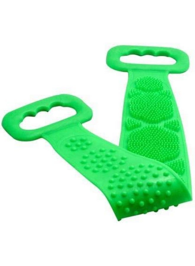 Primetan Silicone Body Back Scrubber, Double Side Bathing Brush for Skin Deep Cleaning Massage, Dead Skin Removal Exfoliating Belt for Shower, Easy to Clean, for Men & Women (Green) - Image 1