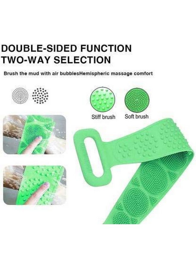 Primetan Silicone Body Back Scrubber, Double Side Bathing Brush for Skin Deep Cleaning Massage, Dead Skin Removal Exfoliating Belt for Shower, Easy to Clean, for Men & Women (Green) - Image 4