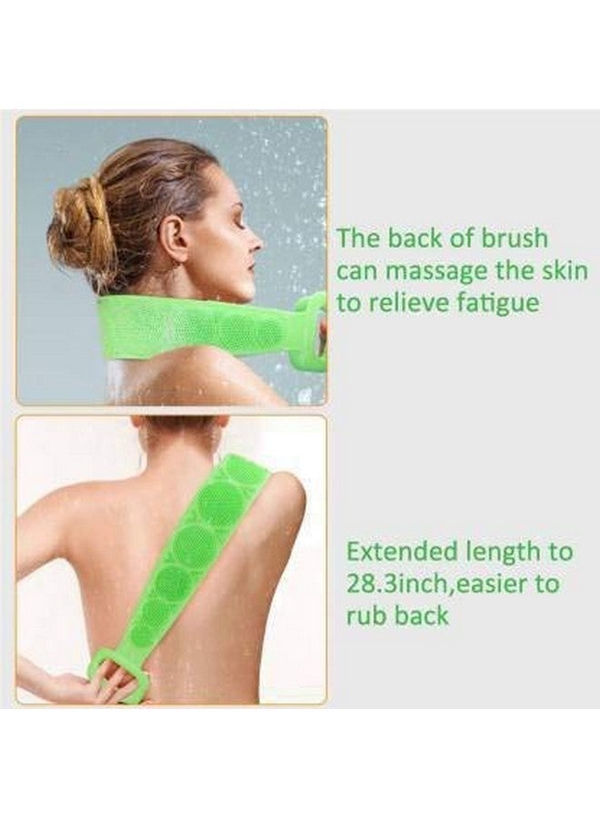 Primetan Silicone Body Back Scrubber, Double Side Bathing Brush for Skin Deep Cleaning Massage, Dead Skin Removal Exfoliating Belt for Shower, Easy to Clean, for Men & Women (Green) - Image 3