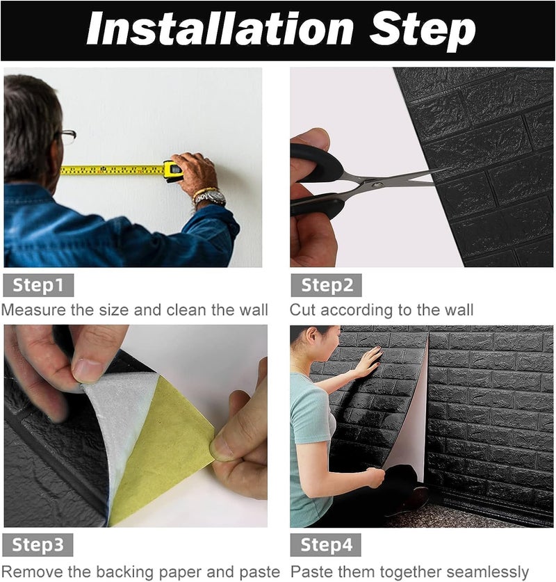 Rylan Self-Adhesive Waterproof PE Foam 3D Wall Panels Wallpaper Sticker for Bathroom, Living Room, and Home Decoration (70 x 77cm, Appx. 5.8Sq Feet)-1 Piece - Image 5