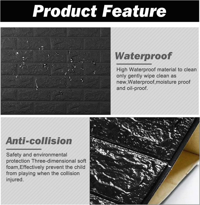 Rylan Self-Adhesive Waterproof PE Foam 3D Wall Panels Wallpaper Sticker for Bathroom, Living Room, and Home Decoration (70 x 77cm, Appx. 5.8Sq Feet)-1 Piece - Image 3