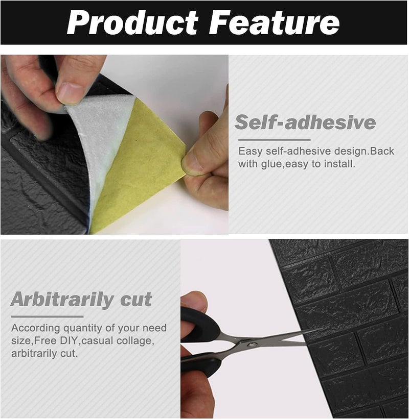 Rylan Self-Adhesive Waterproof PE Foam 3D Wall Panels Wallpaper Sticker for Bathroom, Living Room, and Home Decoration (70 x 77cm, Appx. 5.8Sq Feet)-1 Piece - Image 4