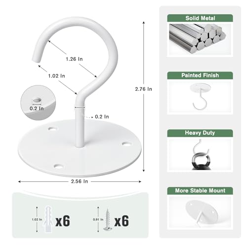 RELBRO Ceiling Hooks, Metal Hanging Ceiling Plant Hangers Indoor Outdoor, Heavy Duty, White, 2 Pcs - Image 4