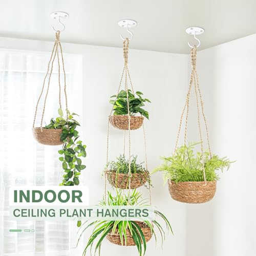 RELBRO Ceiling Hooks, Metal Hanging Ceiling Plant Hangers Indoor Outdoor, Heavy Duty, White, 2 Pcs - Image 2