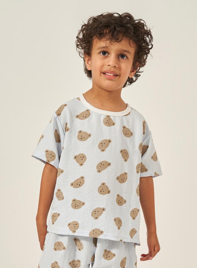 ستايلي طقم تيشيرت وشورت بطبعة تيدي من القطن - Image 2