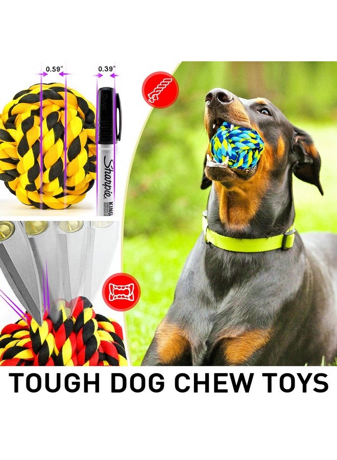 SHARLOVY XL Dog Chew Toys for Aggressive Chewers, Dog Balls for Large Dogs, Heavy Duty Dog Toys with Tough Twisted, Dental Cotton Dog Rope Toy for Medium Dogs, 6 Pack Indestructible Puppy Teething Chew Toy - Image 2