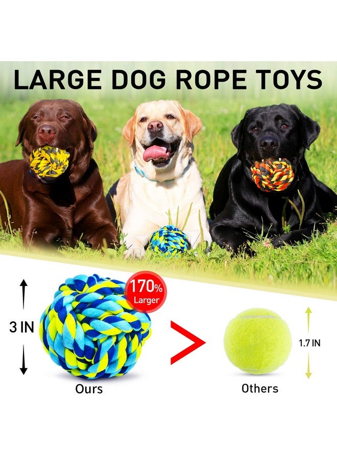 SHARLOVY XL Dog Chew Toys for Aggressive Chewers, Dog Balls for Large Dogs, Heavy Duty Dog Toys with Tough Twisted, Dental Cotton Dog Rope Toy for Medium Dogs, 6 Pack Indestructible Puppy Teething Chew Toy - Image 3