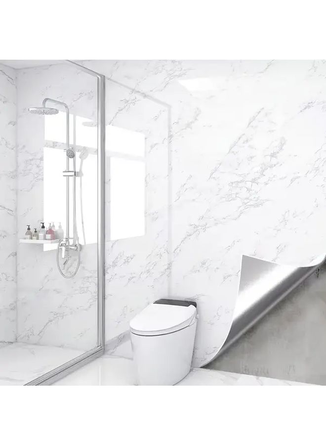 White Marble Peel And Stick Wallpaper 393.7 Inch Long Waterproof Removable Film - Image 4