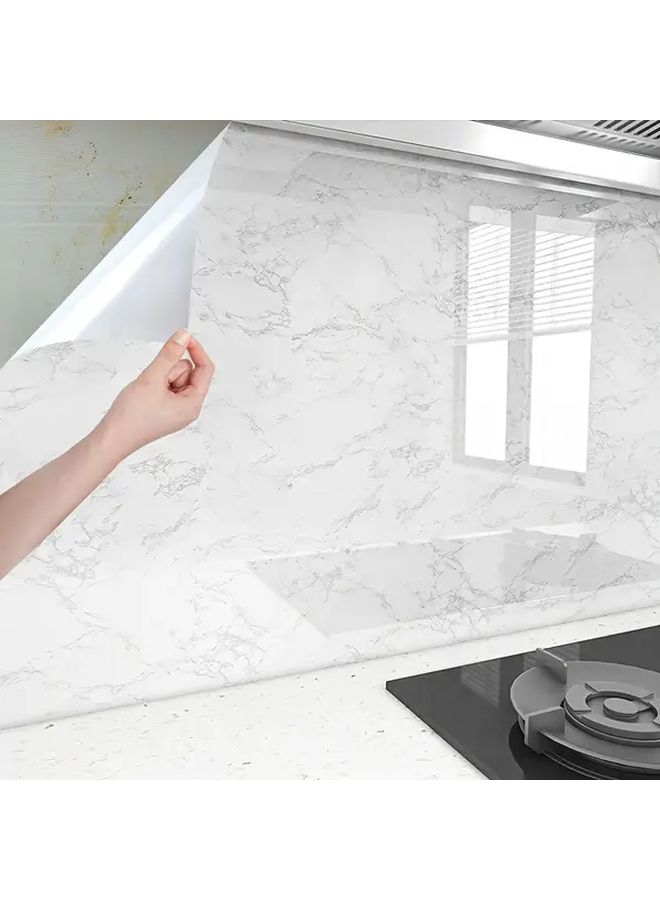 White Marble Peel And Stick Wallpaper 393.7 Inch Long Waterproof Removable Film - Image 5