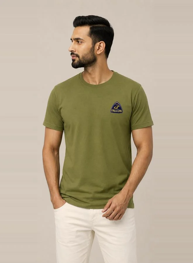 تايك تو Green Falco Logo Graphic Print Regular Fit T-Shirt By Falcon
