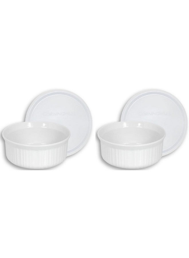 CorningWare French White Pop-Ins 16-Ounce Round Dish with Plastic Cover, Pack of 2 Dishes - Image 1