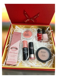 RIVAL loves me Elegant Makeup Gift Set – Long-Lasting Lipstick, Rouge Powder, Blush Stick & Nail Colors  - Image 1