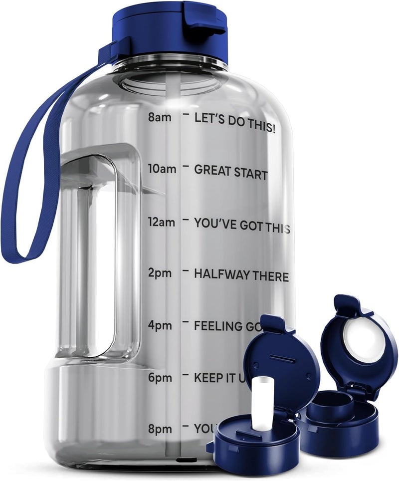 AQUAFIT 128 oz Water Bottle with Time Marker - Straw & Chug Lid - BPA Free 1 Gallon Gym Water Bottle with Handle - Big Gallon Jug (Clarity, 128 Ounces) - Image 1