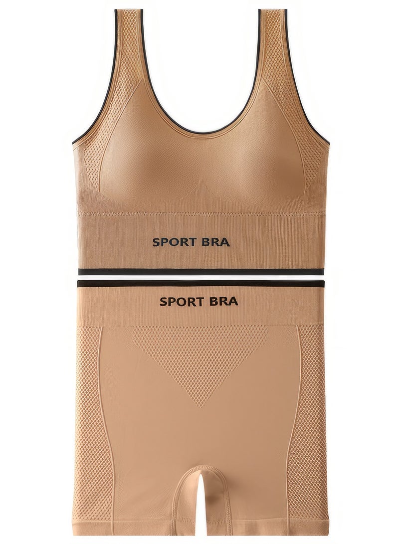 ovitio Beige Sports Bra and Panties Set 