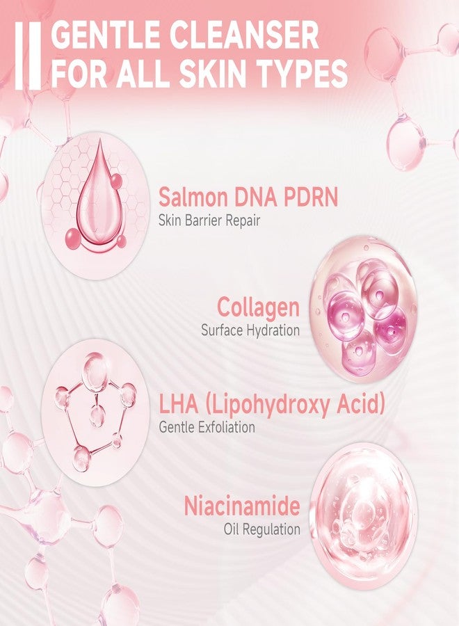 FluMisch Salmon DNA PDRN Facial Cleanser | Low pH Hydrating Daily Foaming Face Wash with Soft Massage Heads | PDRN, Collagen & LHA | Gentle Pore Care & Radiant, Balanced-Looking Skin | 4.23 oz - Image 2