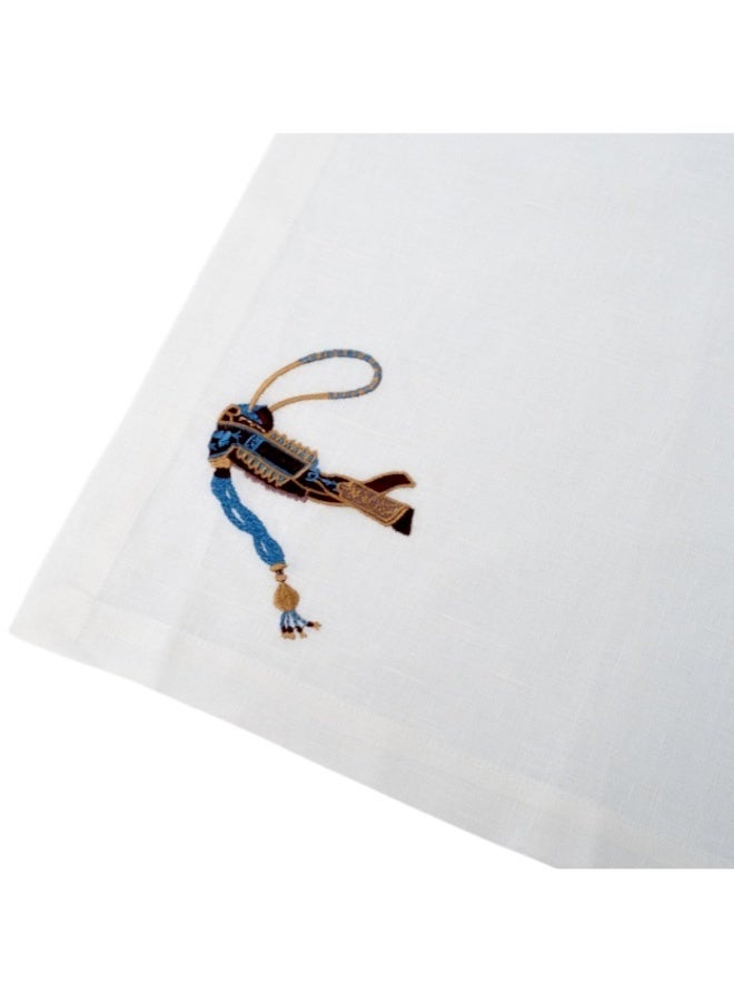 MOMO FOR HOME White Linen Table Napkin 42×42 cm with Reins Embroidery - Image 2