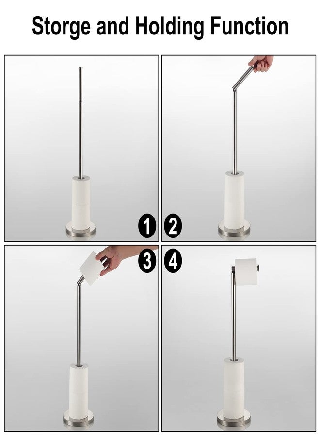 BGL Freestanding Toilet Paper Holder - Brushed Nickel, Reserve Storage for Paper Rolls - Image 4