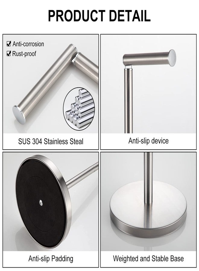 BGL Freestanding Toilet Paper Holder - Brushed Nickel, Reserve Storage for Paper Rolls - Image 3