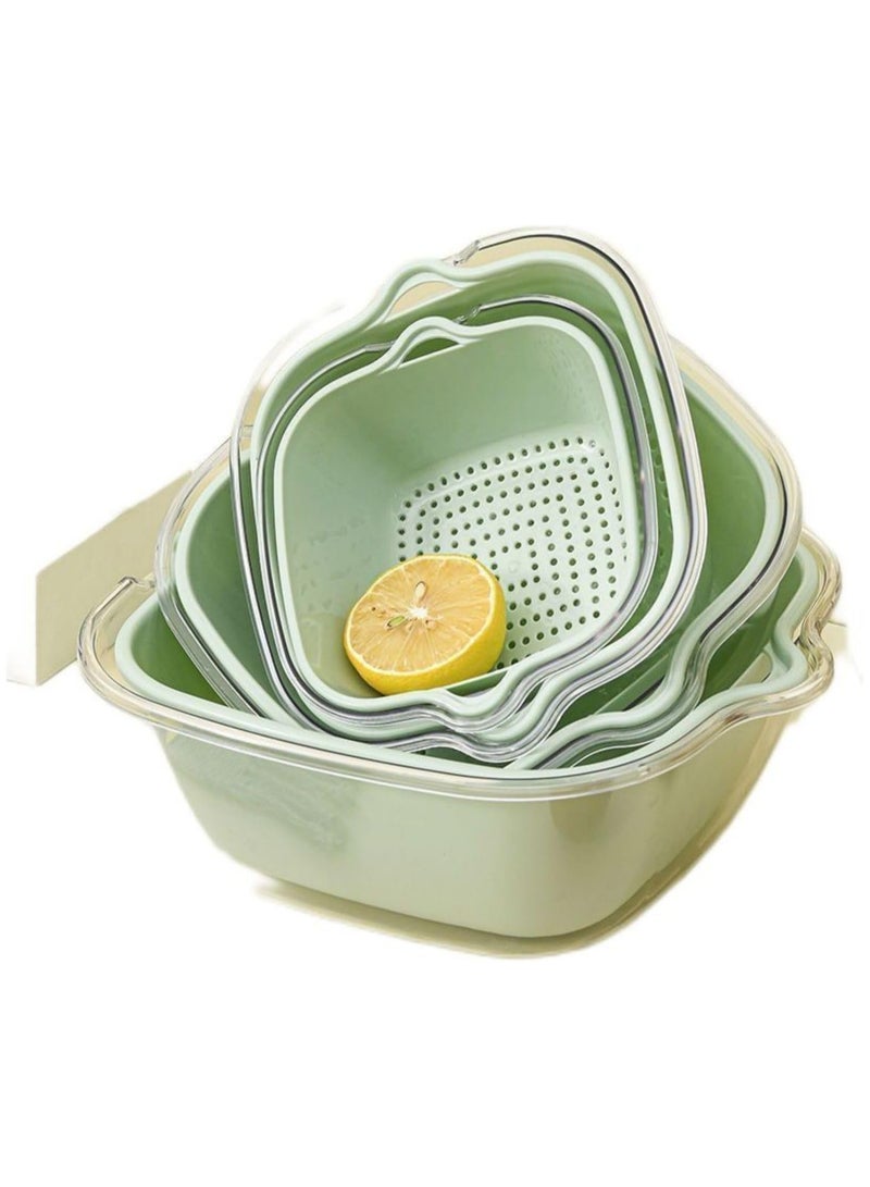 ديكور هيلز 4 قطع من مصفاة مزدوجة الطبقات، سلة مصفاة الخضار والفواكه، سهلة التنظيف، تصريف المطبخ لغسل البرتقال والأناناس، تصميم يوفر مساحة أكبر - Image 1