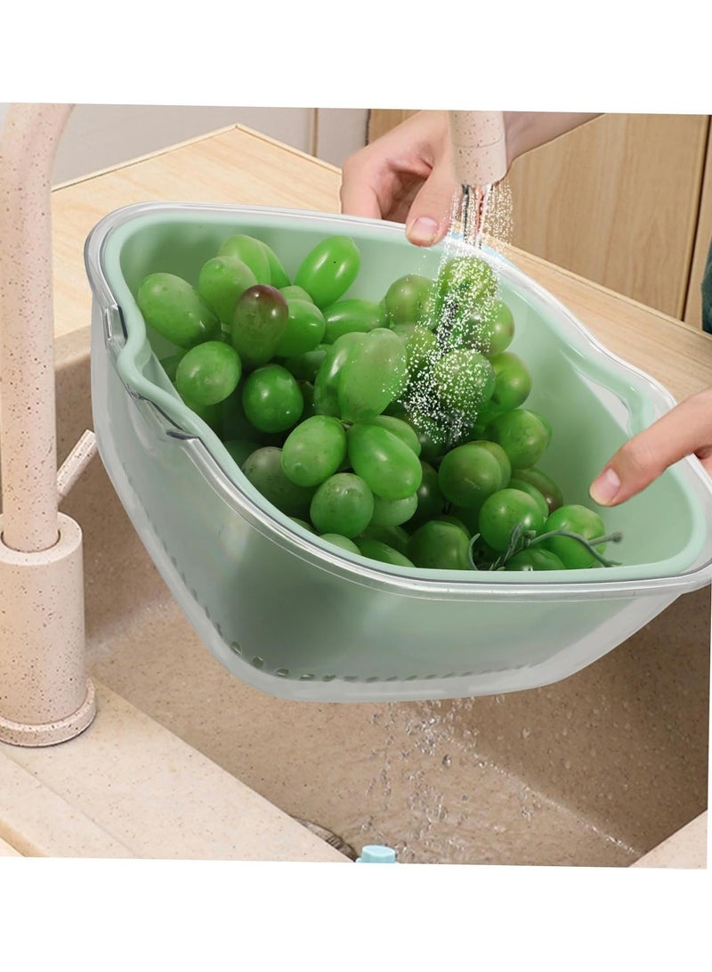 ديكور هيلز 4 قطع من مصفاة مزدوجة الطبقات، سلة مصفاة الخضار والفواكه، سهلة التنظيف، تصريف المطبخ لغسل البرتقال والأناناس، تصميم يوفر مساحة أكبر - Image 2