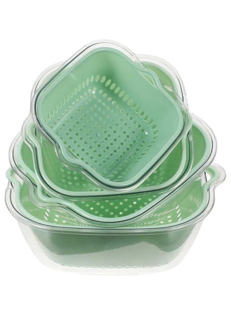 ديكور هيلز 4 قطع من مصفاة مزدوجة الطبقات، سلة مصفاة الخضار والفواكه، سهلة التنظيف، تصريف المطبخ لغسل البرتقال والأناناس، تصميم يوفر مساحة أكبر - Image 4