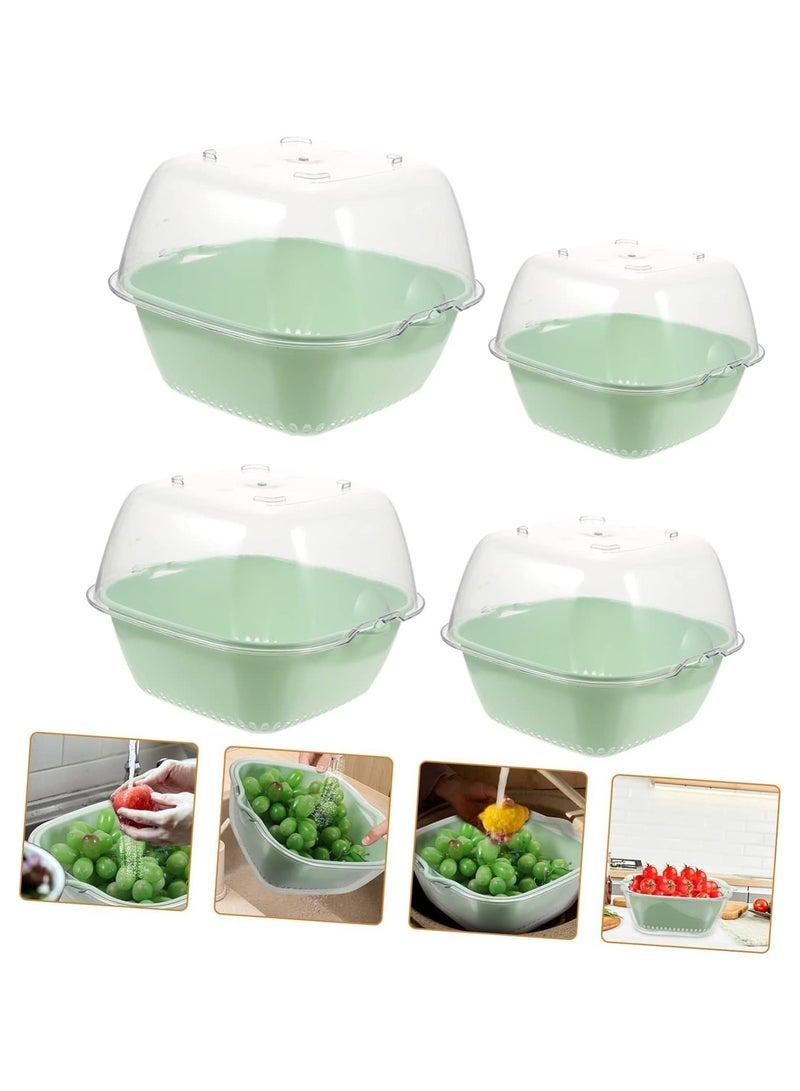 ديكور هيلز 4 قطع من مصفاة مزدوجة الطبقات، سلة مصفاة الخضار والفواكه، سهلة التنظيف، تصريف المطبخ لغسل البرتقال والأناناس، تصميم يوفر مساحة أكبر - Image 5