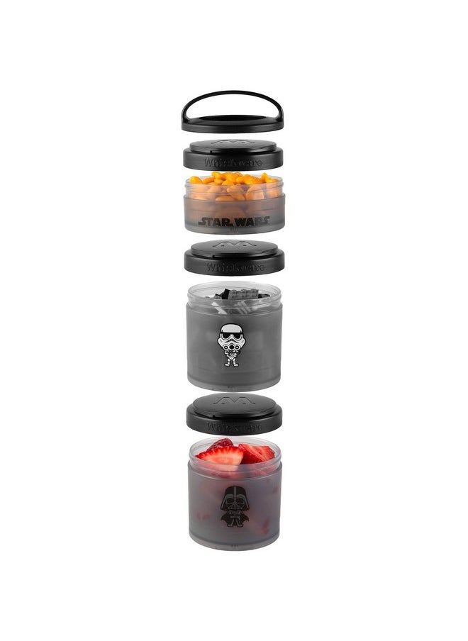 Whiskware - Star Wars Stackable Snack Containers For Kids And Toddlers, 3 Stackable Snack Cups For School Or Travel, Baby Yoda Grogu And The Mandalorian Helmet - Image 1