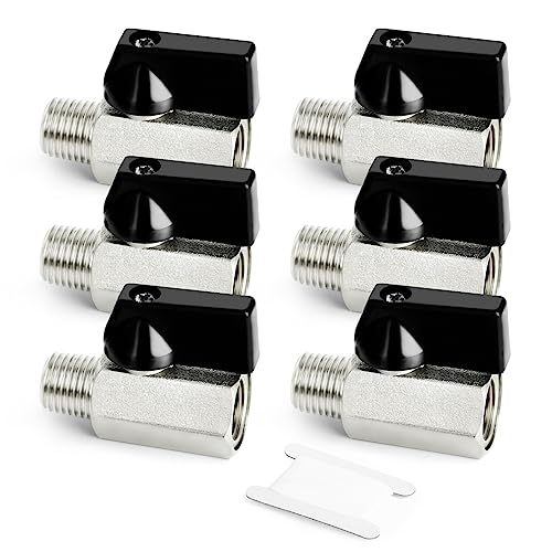 GASHER 3PCS 1/4 Inch Mini Brass Ball Valve Shut Off Switch, 1/4 Inch Male x Female NPT Thread Pipe Fitting - Image 1