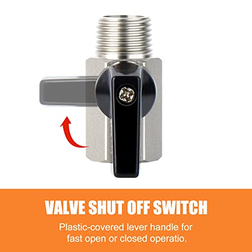 GASHER 3PCS 1/4 Inch Mini Brass Ball Valve Shut Off Switch, 1/4 Inch Male x Female NPT Thread Pipe Fitting - Image 4