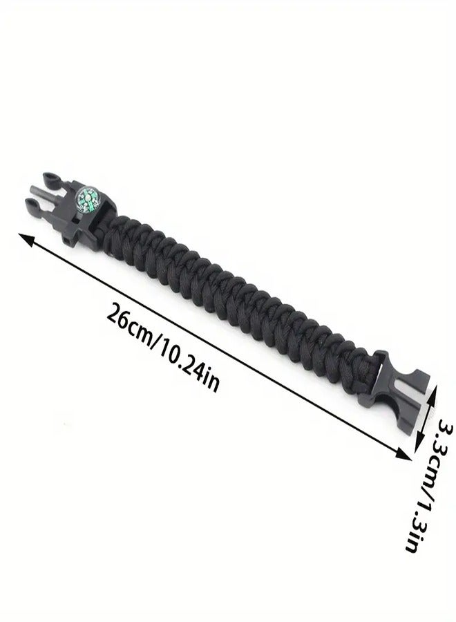 Generic Seven core umbrella rope woven survival whistle playing flint large compass umbrella rope bracelet lifesaving bracelet - Image 4